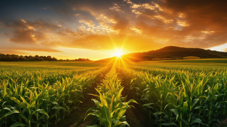 rays sunrise corn backgroundの素材