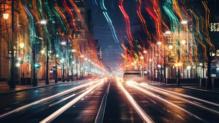 city holiday lights blurredの素材