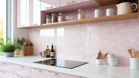 backsplash pink and white marbleの素材