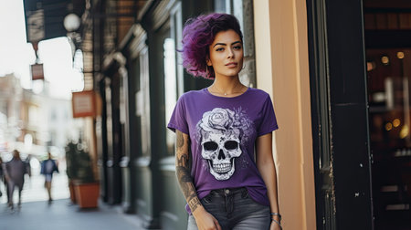 contrast purple t-shirtの素材