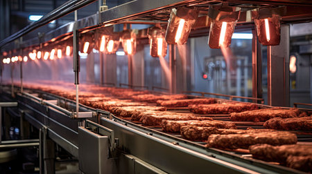 chicken conveyor meat productionの素材