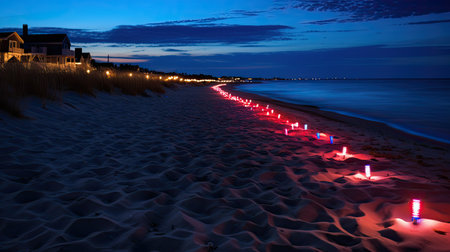 pathway red white and blue lightsの素材