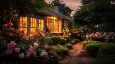 cozy landscape lighting houseの素材