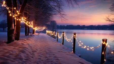 winter christmas string lightの素材