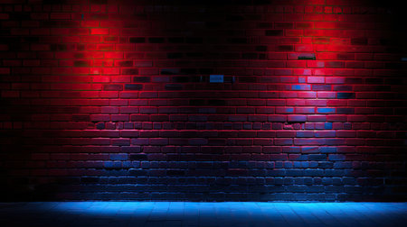 illuminated brick wall neon lightの素材