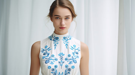 neckline blue accentsの素材