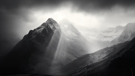 dramatic mountain sunの素材