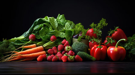 fruits healthy food dark backgroundの素材