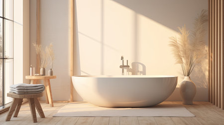 bathroom blurred mid-century modern interiorの素材