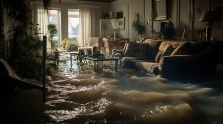 room blurred interior flood damageの素材