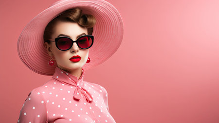 retro pink fashion modelの素材