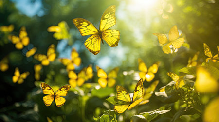 meadow butterflies yellow In the second photographの素材