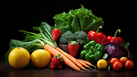 vegetables healthy food dark backgroundの素材