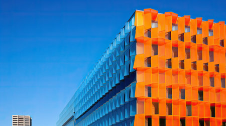 building blue orange gradientの素材