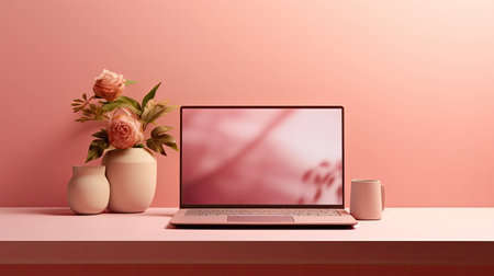 mouse computer with pink backgroundの素材