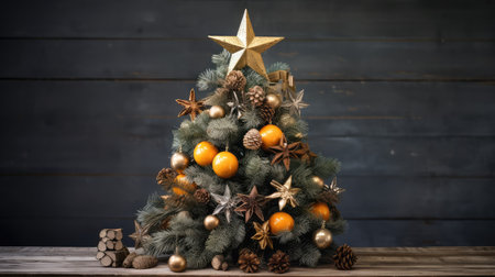 setting gold star tree topperの素材