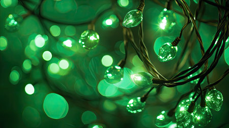 festive christmas lights greenの素材