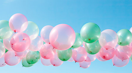 clear pink and green balloonsの素材