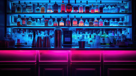 shelves pink blue neon lightの素材