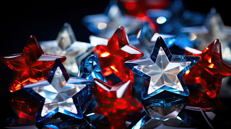 stunning red white and blue stars on backgroundの素材