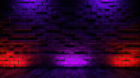 tones dark neon brick backgroundの素材