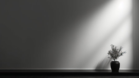 clean dark room with windowの素材