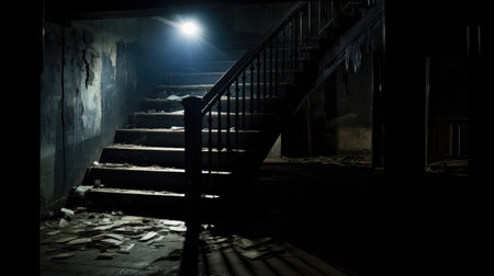 abandoned dark stairwellの素材