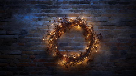brick wreath with lightsの素材