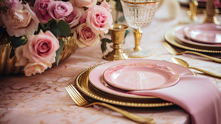tablecloth pink and gold floralの素材
