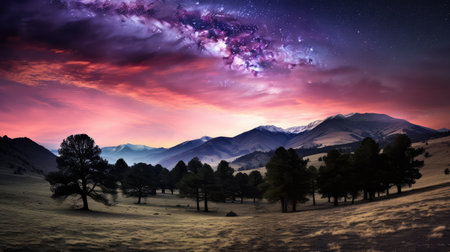 mountains pink galaxyの素材