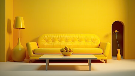 vibrant blurred interior design yellowの素材