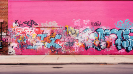 colorful pink brick wallの素材