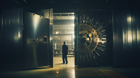 valuable blurred bank vault interiorの素材