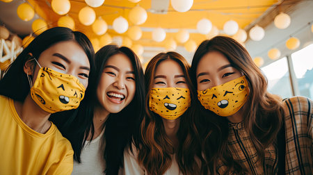 friends face mask yellowの素材