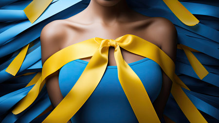 support yellow and blue ribbonの素材