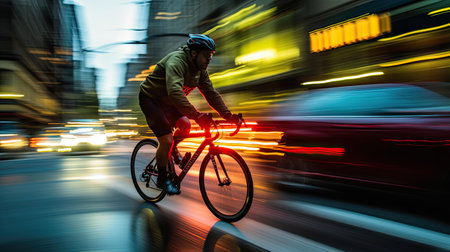 cyclist red light yellow light green lightの素材
