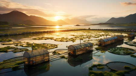 peaceful seafood fish farmの素材