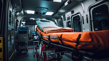 patient blurred ambulance interiorの素材