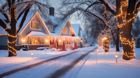 twinkling christmas lights exteriorの素材