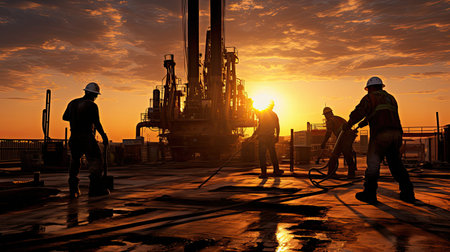 workers texas oil drillingの素材