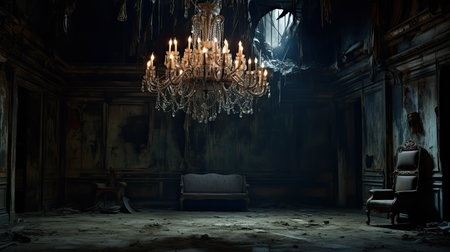 decaying dark empty roomの素材