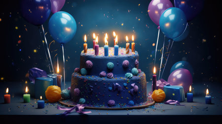 balloons happy birthday dark blueの素材