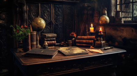 ornate dark wood deskの素材