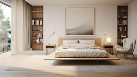 bedroom blurred mid century modern interiorsの素材