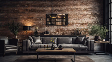 luxurious blurred modern brick interiorの素材