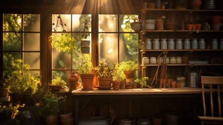 soft blurred garden shed interiorの素材