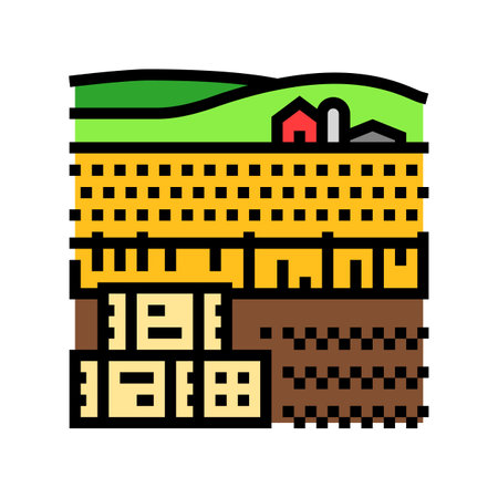 haystack farm farmer color icon vector illustrationのイラスト素材