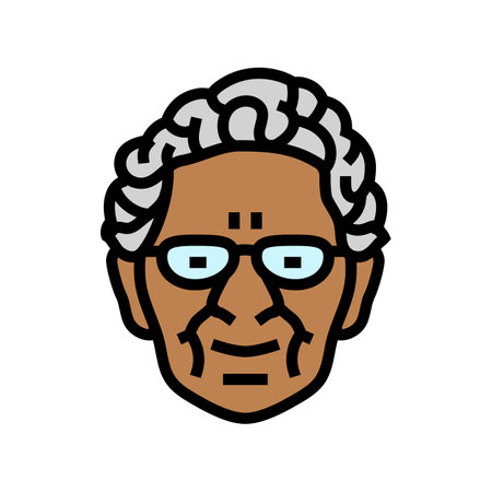 senior old woman avatar color icon vector illustrationのイラスト素材