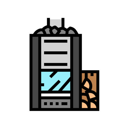wood burning sauna color icon vector illustrationのイラスト素材