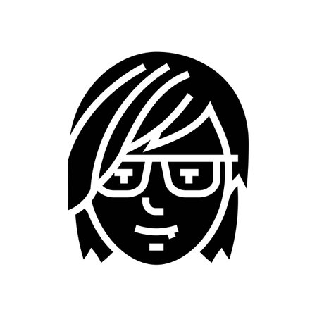 female avatar emo glyph icon vector illustrationのイラスト素材